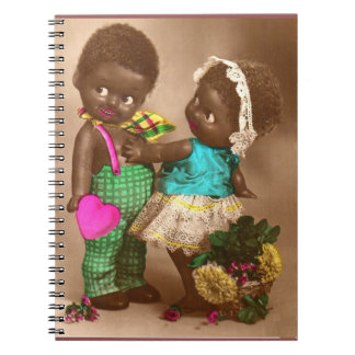 1920s RPPC adorable black dolls in love Notebook