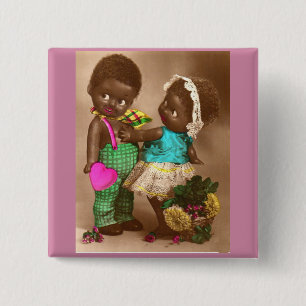 1920s RPPC adorable black dolls in love Pinback Button