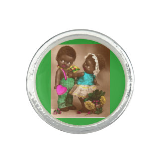 1920s RPPC adorable black dolls in love Ring