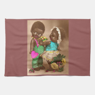 1920s RPPC adorable black dolls in love Towel