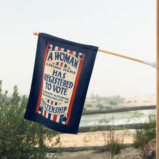 1920's Sign: "A Woman Living Here Registered..." House Flag (Insitu (Back))