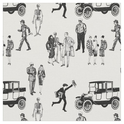 1920s skeleton toile flappers antique sinister fabric