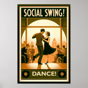 1920's Social Swing Dance Vintage Poster