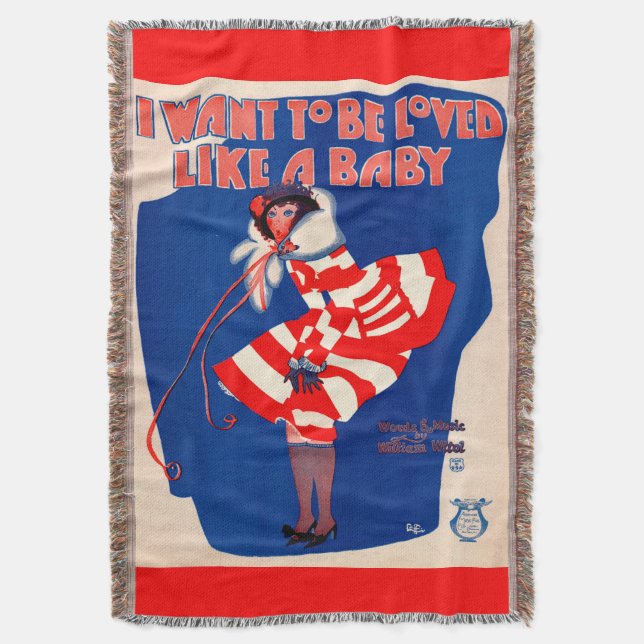 1920s song sheet I Want to Be Loved Like a Baby Throw Blanket (Front Vertical)