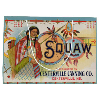 1920s Squaw Brand crate label print Large Gift Bag