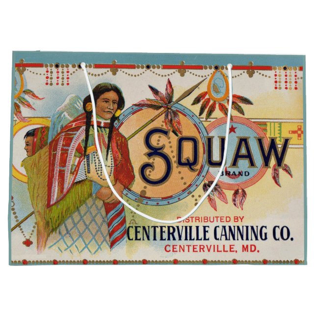 1920s Squaw Brand crate label print  Large Gift Bag (Back)