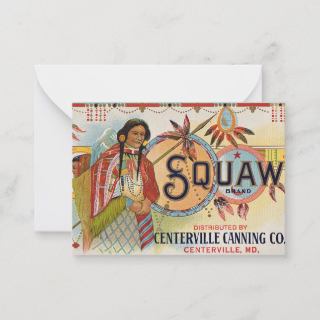 1920s Squaw Brand crate label print Note Card (Front)