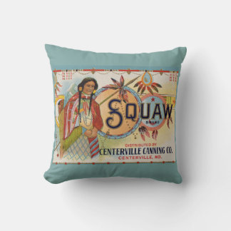 1920s Squaw Brand crate label print Throw Pillow