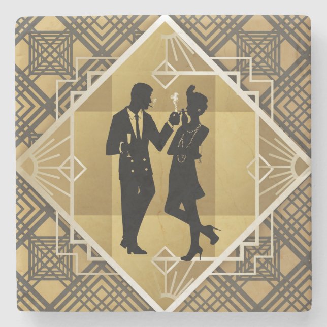 1920's style. Art Deco. Stone Coaster (Front)