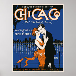 1920s style dancing couple, Chicago music Poster