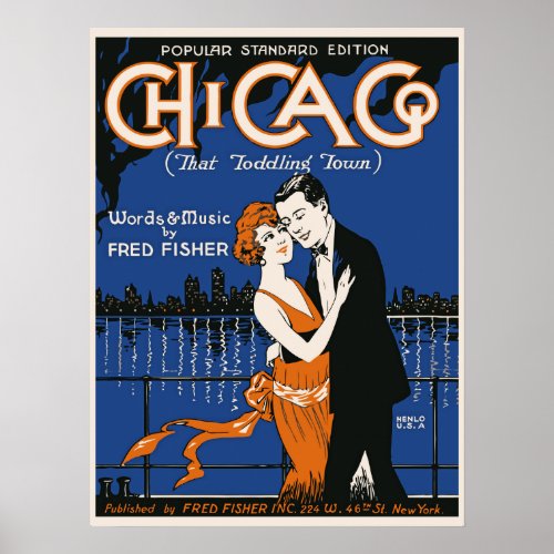 1920s style dancing couple Chicago music Poster