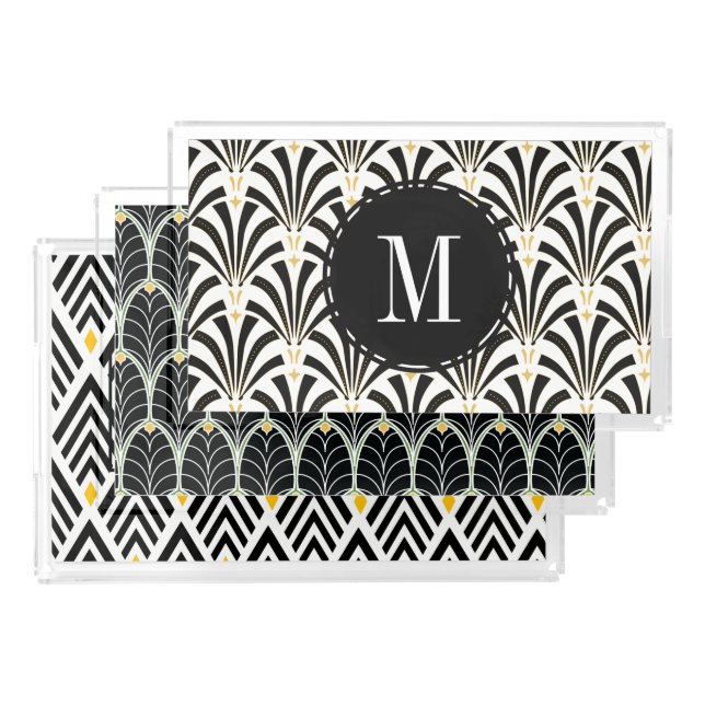 1920s Style | Roaring Twenties Art Deco Patterns Acrylic Tray (Set)