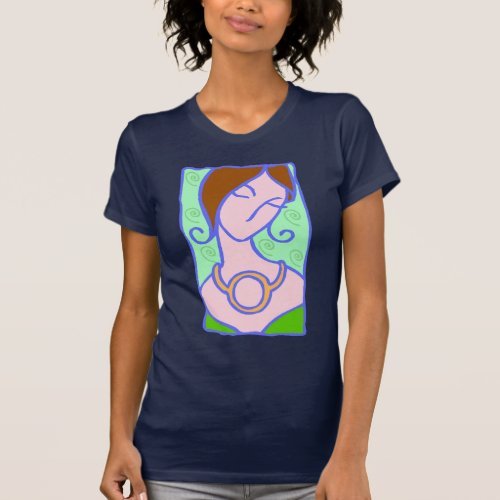 1920s Taurus Woman with symbol green T_Shirt