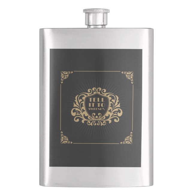 1920s Tell It To Sweeney Art Deco Flapper Slang Flask (Front)