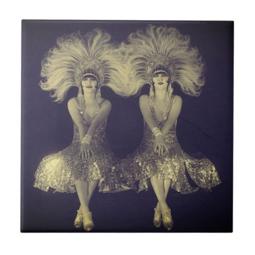 1920s The Dolly Sisters Twins Flappers Ceramic Tile