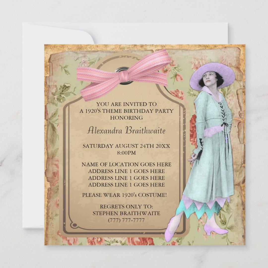 1920's Theme Birthday Party Invitation 