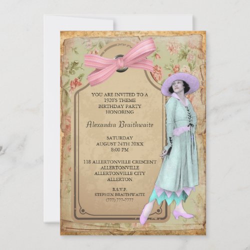 1920's Theme Birthday Party Invitation