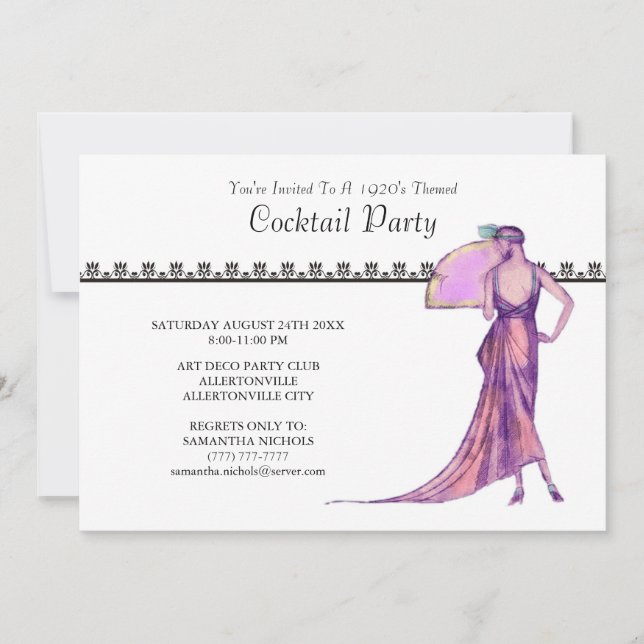 1920's Theme Cocktail Party Invitation (Front)