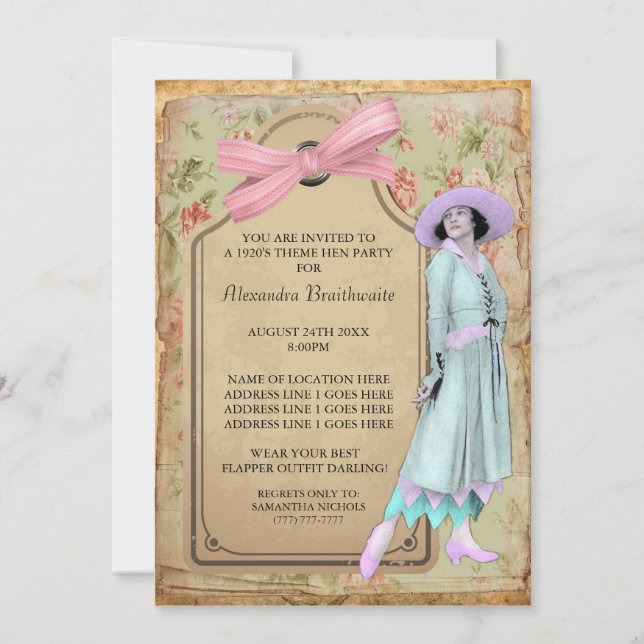 1920's Theme Hen Party Invitation (Front)