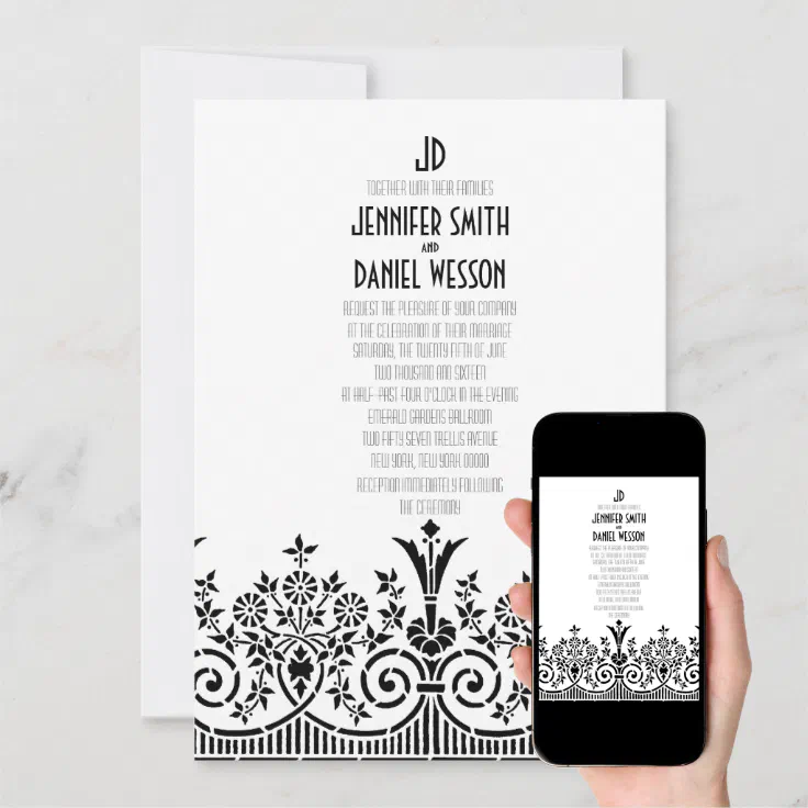 1920s Theme Wedding Invitation Template | Zazzle