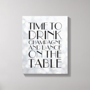1920's Time to Drink Champagne Canvas silver Print