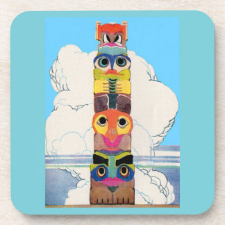 1920s totem pole beverage coaster