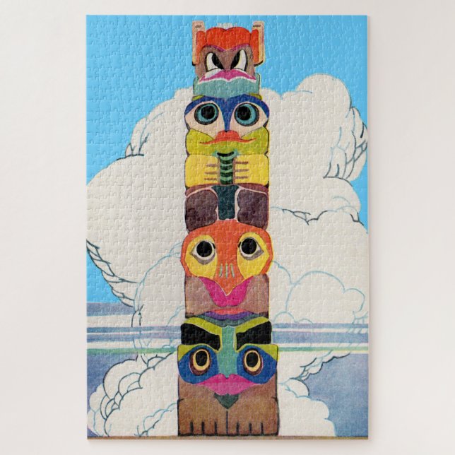 1920s totem pole jigsaw puzzle (Vertical)
