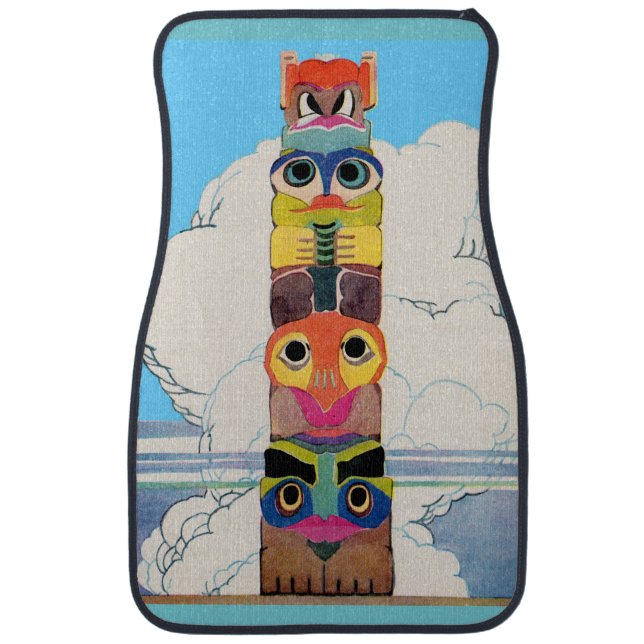 1920s totem pole print car floor mat (Front)