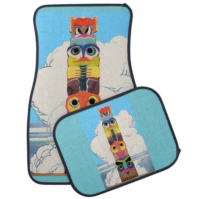1920s totem pole print car mat (Set)
