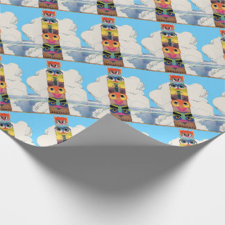 1920s totem pole print wrapping paper