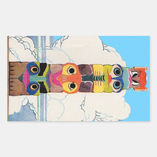 1920s totem pole rectangular sticker (Front)