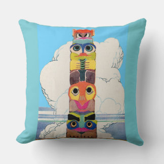 1920s totem pole throw pillow