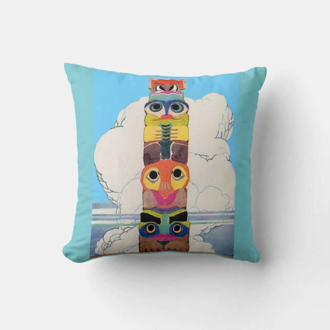 1920s totem pole throw pillow (Front)