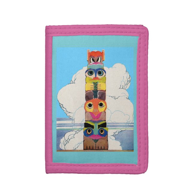 1920s totem pole tri-fold wallet (Front Vertical)
