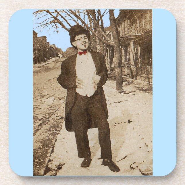 1920s vernacular photo classy young man beverage coaster (Front)