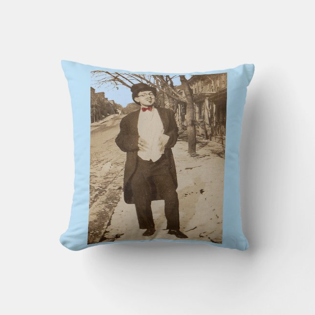 1920s vernacular photo classy young man print throw pillow (Front)