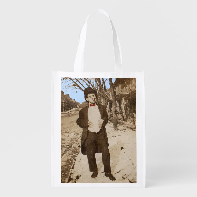 1920s vernacular photo classy young man reusable grocery bag (Front)