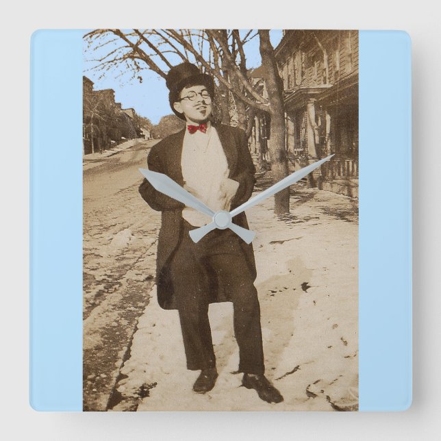 1920s vernacular photo classy young man square wall clock (Front)