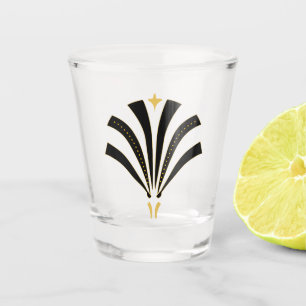 1920s Vintage Art Deco Black Palmetto Leaf Shot Glass