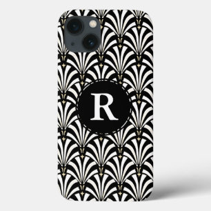 1920s Vintage Art Deco Black & White Fans iPhone 13 Case
