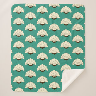 1920s Vintage Art Deco Cream Flowers Sherpa Blanket