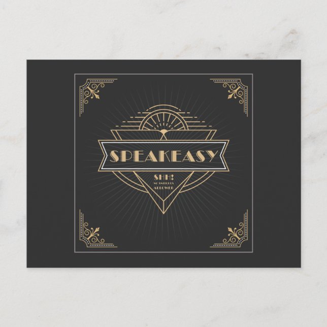 1920s Vintage Art Deco Flapper Speakeasy Party Invitation Postcard (Front)