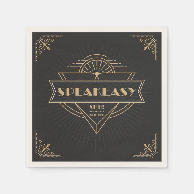 1920s Vintage Art Deco Flapper Speakeasy Party Napkins (Front)