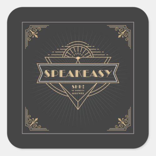 1920s Vintage Art Deco Flapper Speakeasy Square Sticker