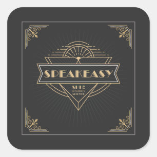 1920s Vintage Art Deco Flapper Speakeasy Square Sticker