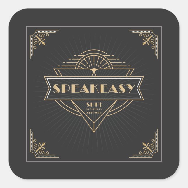 1920s Vintage Art Deco Flapper Speakeasy Square Sticker (Front)