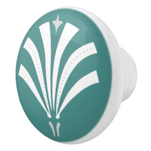 1920s Vintage Art Deco Gray Fan Palmetto Ceramic Knob