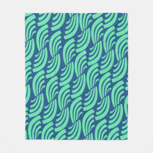 1920s Vintage Art Deco Mint Waves Fleece Blanket