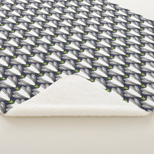 1920s Vintage Art Deco Style White Tulip Flowers Sherpa Blanket