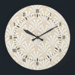 1920s Vintage Art Deco White Fans Pattern Large Clock<br><div class="desc">Vintage 1920s style art deco white fans pattern with black roman numerals.</div>